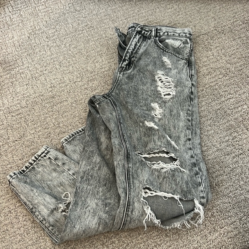 Gray distressed AE jeans
